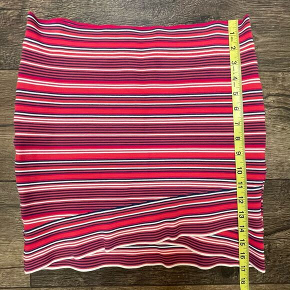 Striped Mini Skirt Red White Blue Bodycon Casual Party‎ BCBG BCBGMazazria Large - Picture 3 of 7